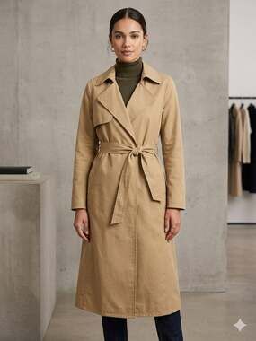Banana Republic Khaki Long Sleeve Belted Trench Coat Size L